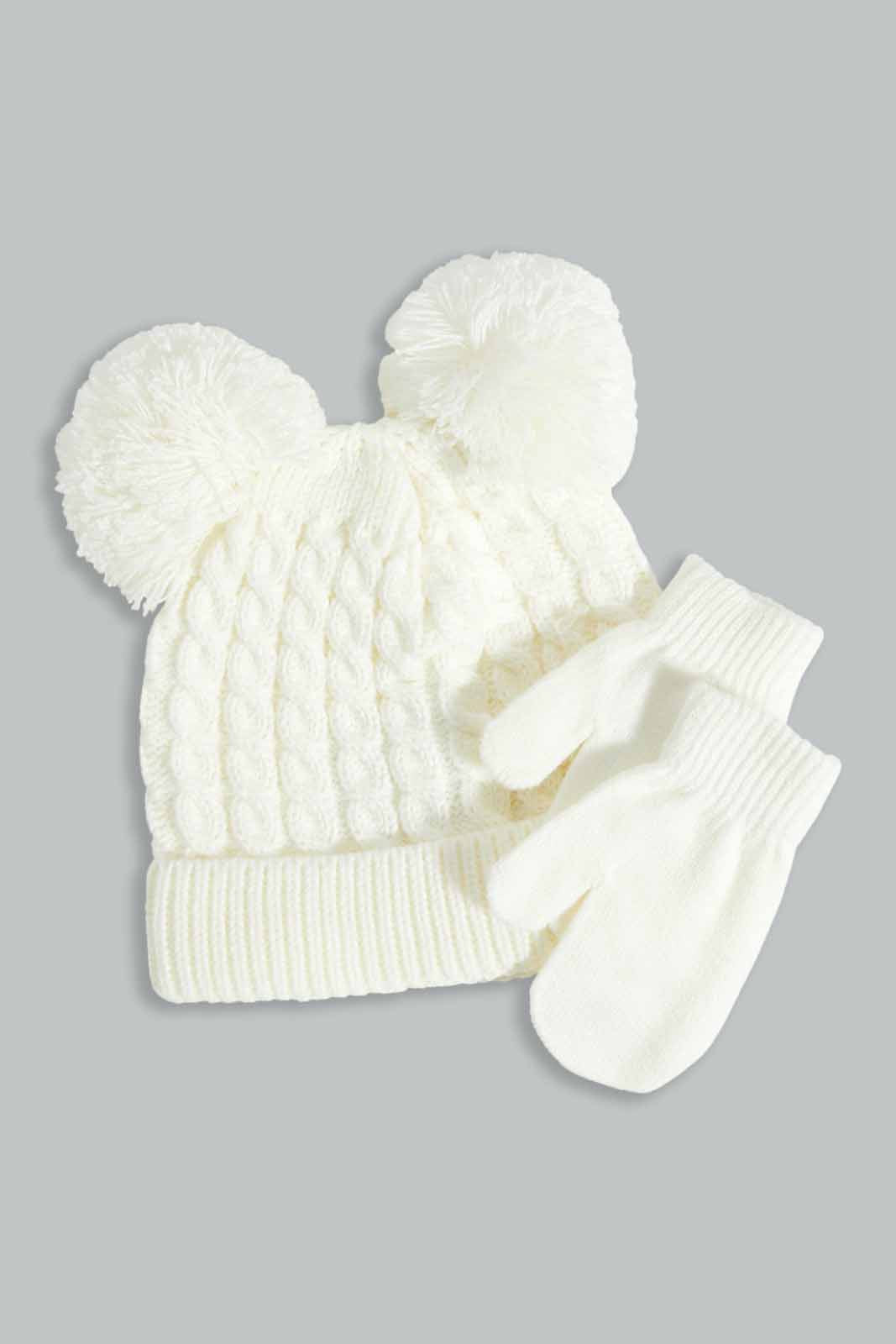 Redtag-White-Embellished-Set-Of-2-Knitted-Cap-&-Gloves-Category:Knitted-Accessories,-Colour:White,-Filter:Girls-Accessories,-GIR-Knitted-Accessories,-New-In,-New-In-GIR-ACC,-Non-Sale,-Section:Girls-(0-to-14Yrs),-W22B-Girls-