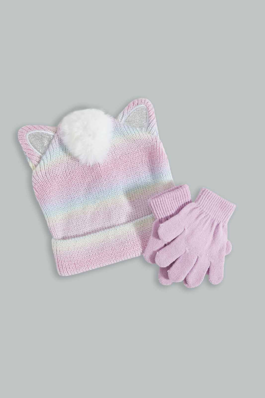 Redtag-Multi-Colour-Knitted-Cap-With-Gloves-Category:Knitted-Accessories,-Colour:Assorted,-Filter:Girls-Accessories,-GIR-Knitted-Accessories,-New-In,-New-In-GIR-ACC,-Non-Sale,-Section:Girls-(0-to-14Yrs),-W22A-Girls-