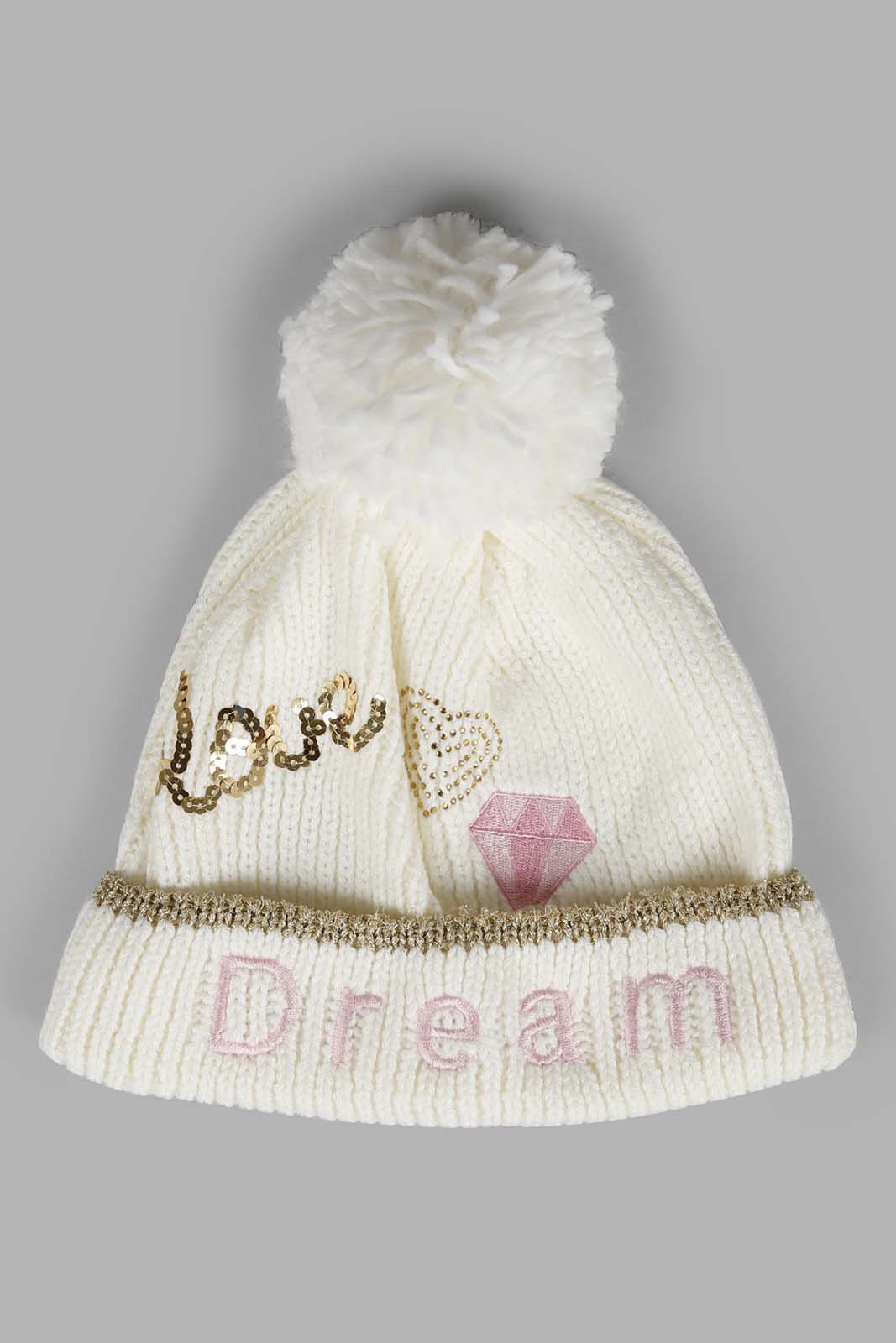 Redtag-White-Knitted-Cap-With-Gloves-Category:Knitted-Accessories,-Colour:White,-Filter:Girls-Accessories,-GIR-Knitted-Accessories,-New-In,-New-In-GIR-ACC,-Non-Sale,-Section:Girls-(0-to-14Yrs),-W22A-Girls-