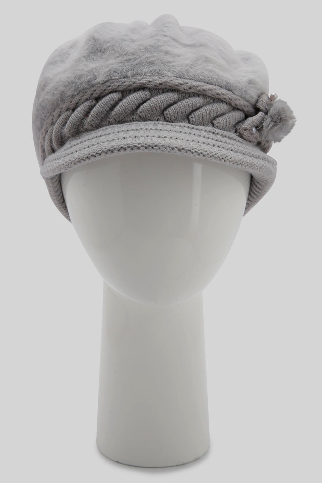 Redtag-Grey-Embelished-Knitted-Cap-Category:Knitted-Accessories,-Colour:Grey,-Filter:Women's-Accessories,-New-In,-New-In-Women-ACC,-Non-Sale,-Section:Women,-W22B,-Women-Knitted-Accessories-Women-