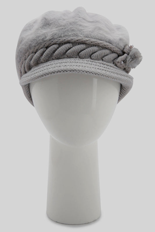 Redtag-Grey-Embelished-Knitted-Cap-Category:Knitted-Accessories,-Colour:Grey,-Filter:Women's-Accessories,-New-In,-New-In-Women-ACC,-Non-Sale,-Section:Women,-W22B,-Women-Knitted-Accessories-Women-
