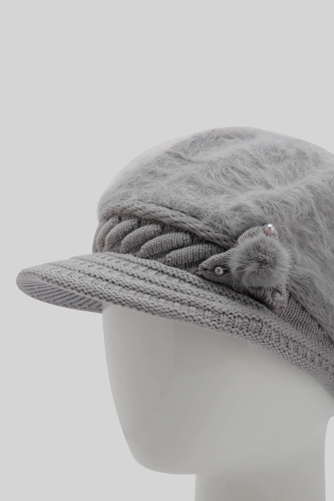 Redtag-Grey-Embelished-Knitted-Cap-Category:Knitted-Accessories,-Colour:Grey,-Filter:Women's-Accessories,-New-In,-New-In-Women-ACC,-Non-Sale,-Section:Women,-W22B,-Women-Knitted-Accessories-Women-