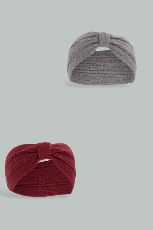 Redtag-Maroon-&-Grey-Embellished-Knitted-Heardwarmer-Category:Knitted-Accessories,-Colour:Assorted,-Dept:Ladieswear,-Filter:Women's-Accessories,-New-In,-New-In-Women-ACC,-Non-Sale,-Section:Women,-W22B,-Women-Knitted-Accessories-Women-