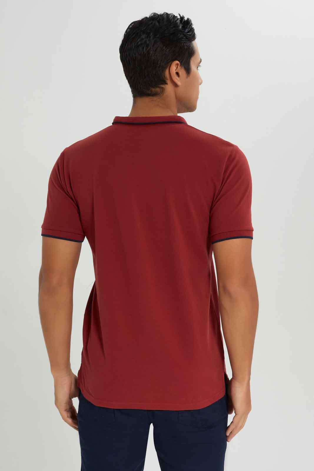 Redtag-Standup-Collar-Polo-Category:Polo-T-Shirts,-Colour:Burgundy,-Deals:New-In,-Dept:Menswear,-Filter:Men's-Clothing,-Men-Polo-T-Shirts,-New-In-Men-APL,-Non-Sale,-Section:Men,-TBL,-W22O-Men's-