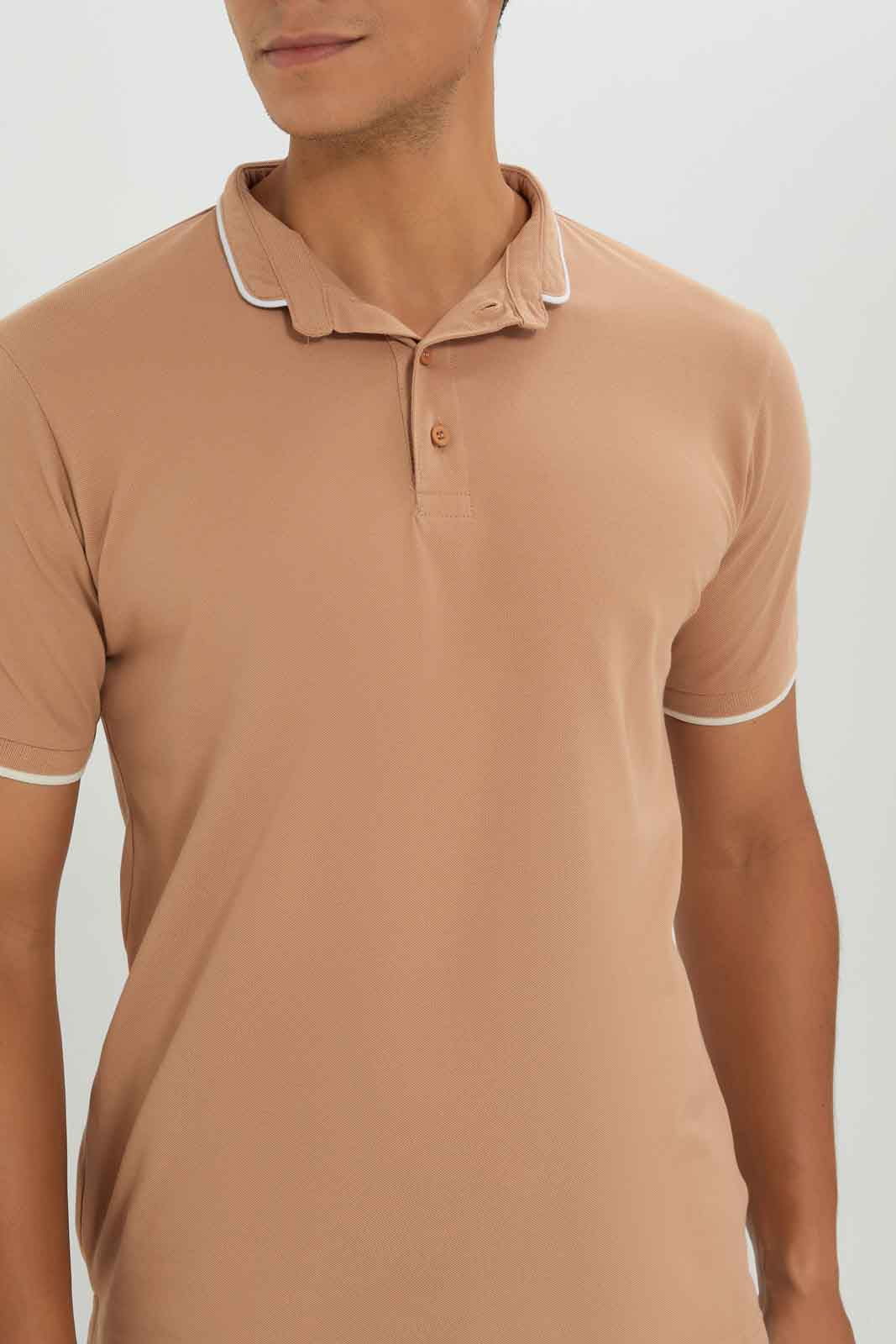 Redtag-Standup-Collar-Polo-Category:Polo-T-Shirts,-Colour:Beige,-Deals:New-In,-Dept:Menswear,-Filter:Men's-Clothing,-Men-Polo-T-Shirts,-New-In-Men-APL,-Non-Sale,-Section:Men,-TBL,-W22O-Men's-