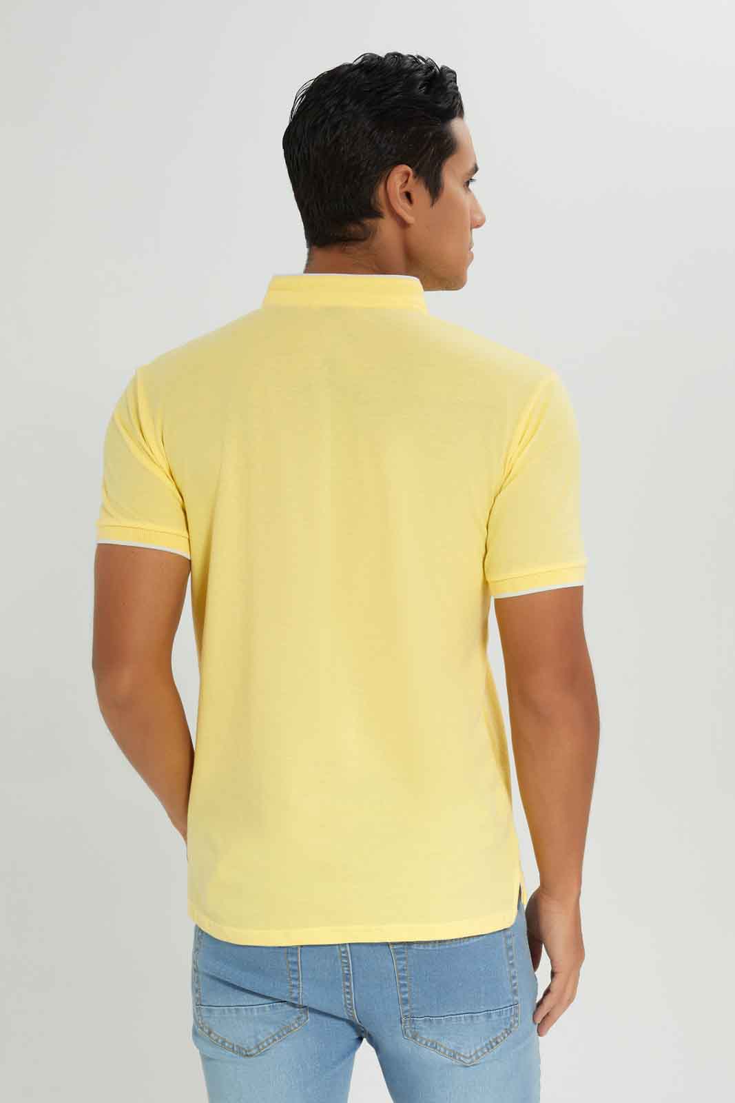 Redtag-Standup-Collar-Polo-Category:Polo-T-Shirts,-Colour:Yellow,-Deals:New-In,-Dept:Menswear,-Filter:Men's-Clothing,-Men-Polo-T-Shirts,-New-In-Men-APL,-Non-Sale,-Section:Men,-TBL,-W22O-Men's-