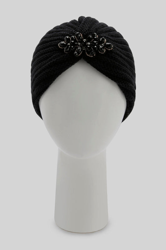Redtag-Black-Embelished-Knitted-Cap-Category:Knitted-Accessories,-Colour:Black,-Filter:Women's-Accessories,-New-In,-New-In-Women-ACC,-Non-Sale,-Section:Women,-W22B,-Women-Knitted-Accessories-Women-