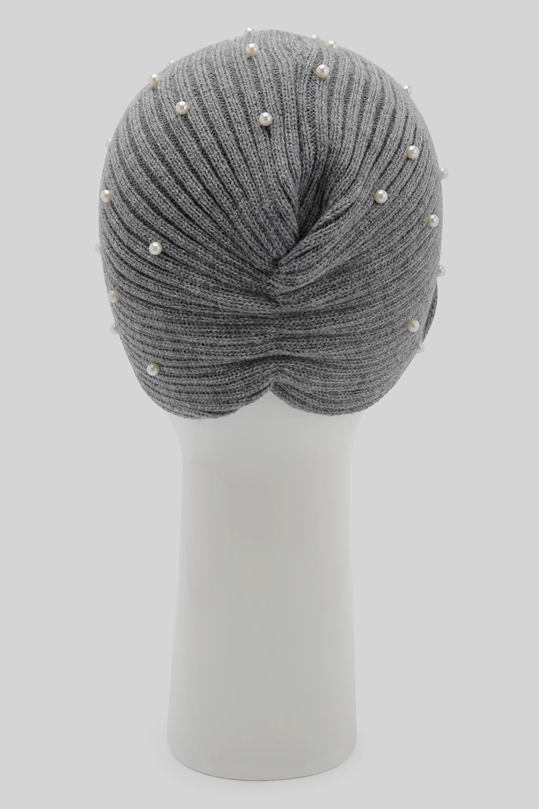 Redtag-Grey-Embelished-Knitted-Cap-Category:Knitted-Accessories,-Colour:Grey,-Filter:Women's-Accessories,-New-In,-New-In-Women-ACC,-Non-Sale,-Section:Women,-W22B,-Women-Knitted-Accessories-Women-