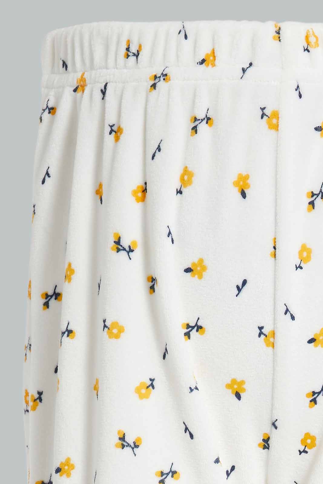 Redtag-Mustard-Bunny-Applique-Velour-Top-&-Bottom-Set-Category:Pyjama-Sets,-Colour:Mustard,-Deals:New-In,-Filter:Infant-Girls-(3-to-24-Mths),-ING-Pyjama-Sets,-New-In-ING-APL,-Non-Sale,-Section:Girls-(0-to-14Yrs),-W22A-Infant-Girls-3 to 24 Months