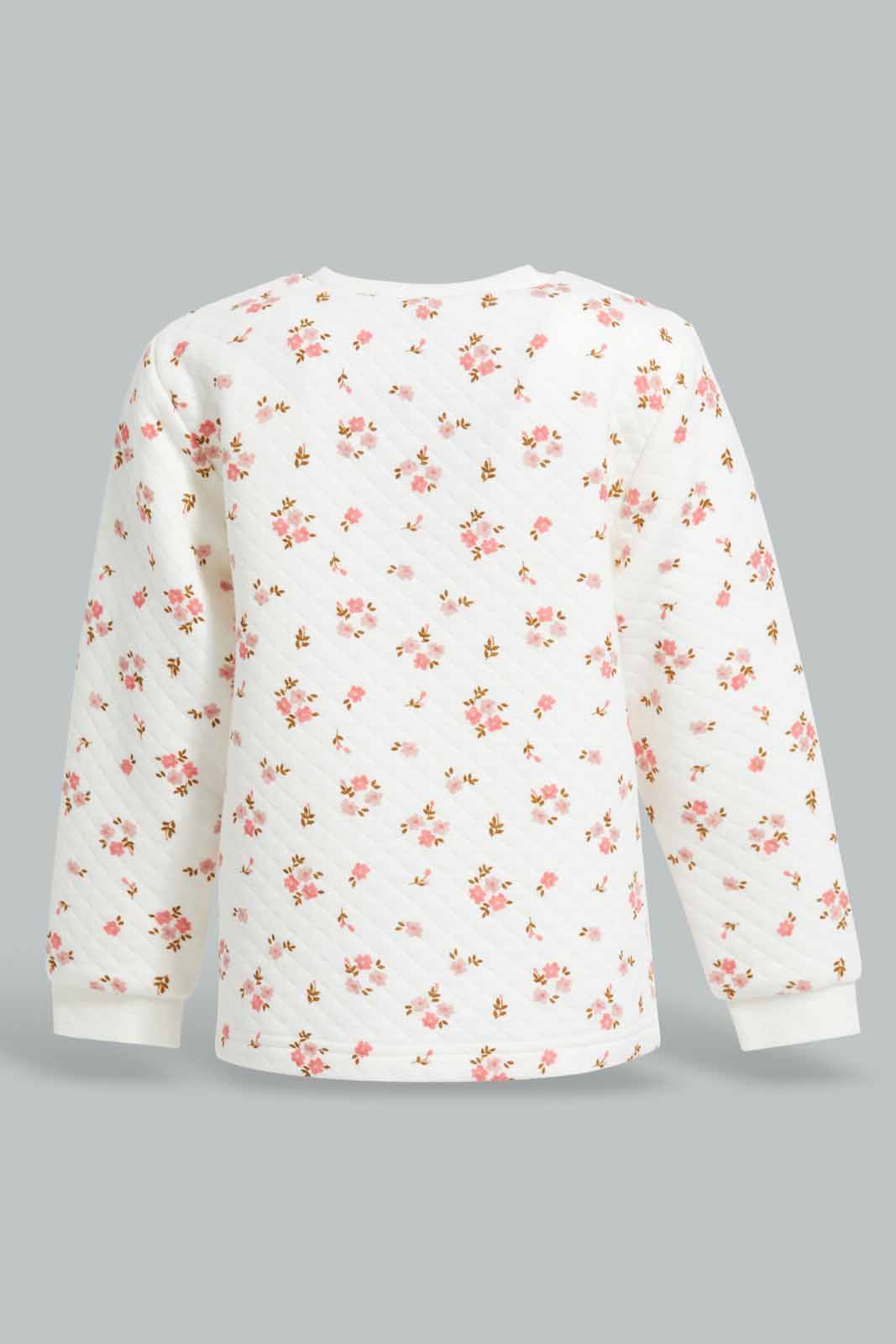 Redtag-White-Floral-Print-Quilted-Top-&-Bottom-Set-Category:Pyjama-Sets,-Colour:White,-Deals:New-In,-Filter:Infant-Girls-(3-to-24-Mths),-ING-Pyjama-Sets,-New-In-ING-APL,-Non-Sale,-Section:Girls-(0-to-14Yrs),-W22A-Infant-Girls-3 to 24 Months