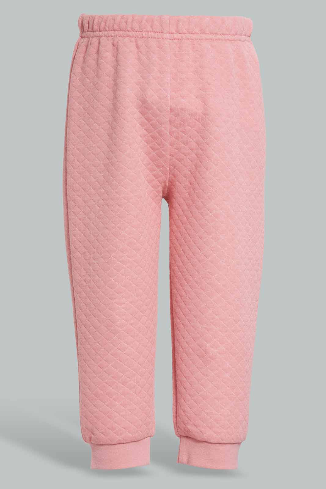Redtag-Pink-Floral-Print-Quilted-Top-&-Bottom-Set-Category:Pyjama-Sets,-Colour:Apricot,-Deals:New-In,-Filter:Infant-Girls-(3-to-24-Mths),-ING-Pyjama-Sets,-New-In-ING-APL,-Non-Sale,-Section:Girls-(0-to-14Yrs),-W22A-Infant-Girls-3 to 24 Months