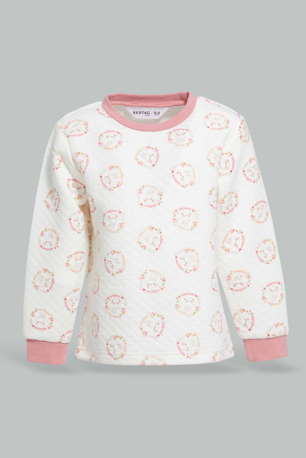 Redtag-Pink-Floral-Print-Quilted-Top-&-Bottom-Set-Category:Pyjama-Sets,-Colour:Apricot,-Deals:New-In,-Filter:Infant-Girls-(3-to-24-Mths),-ING-Pyjama-Sets,-New-In-ING-APL,-Non-Sale,-Section:Girls-(0-to-14Yrs),-W22A-Infant-Girls-3 to 24 Months