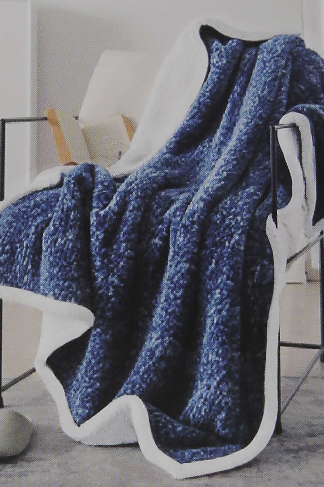 Redtag-Blue-Reversible-Fur-Blanket-(Double-Size)-Category:Blankets,-Colour:Blue,-Deals:New-In,-Dept:Home,-Filter:Home-Bedroom,-HMW-BED-Blankets,-New-In-HMW-BED,-Non-Sale,-Section:Homewares,-W22A-Home-Bedroom-