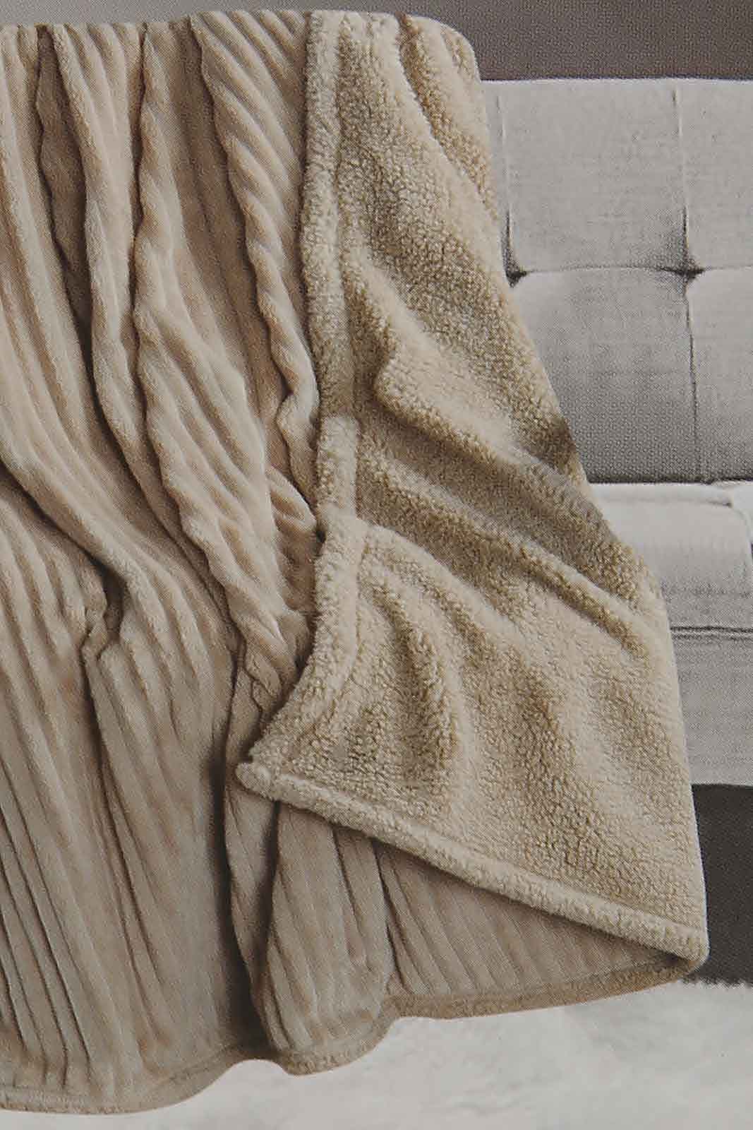 Redtag-Beige-Reversible-Fur-Blanket-(Single-Size)-Category:Blankets,-Colour:Beige,-Deals:New-In,-Dept:Home,-Filter:Home-Bedroom,-HMW-BED-Blankets,-New-In-HMW-BED,-Non-Sale,-Section:Homewares,-W22A-Home-Bedroom-
