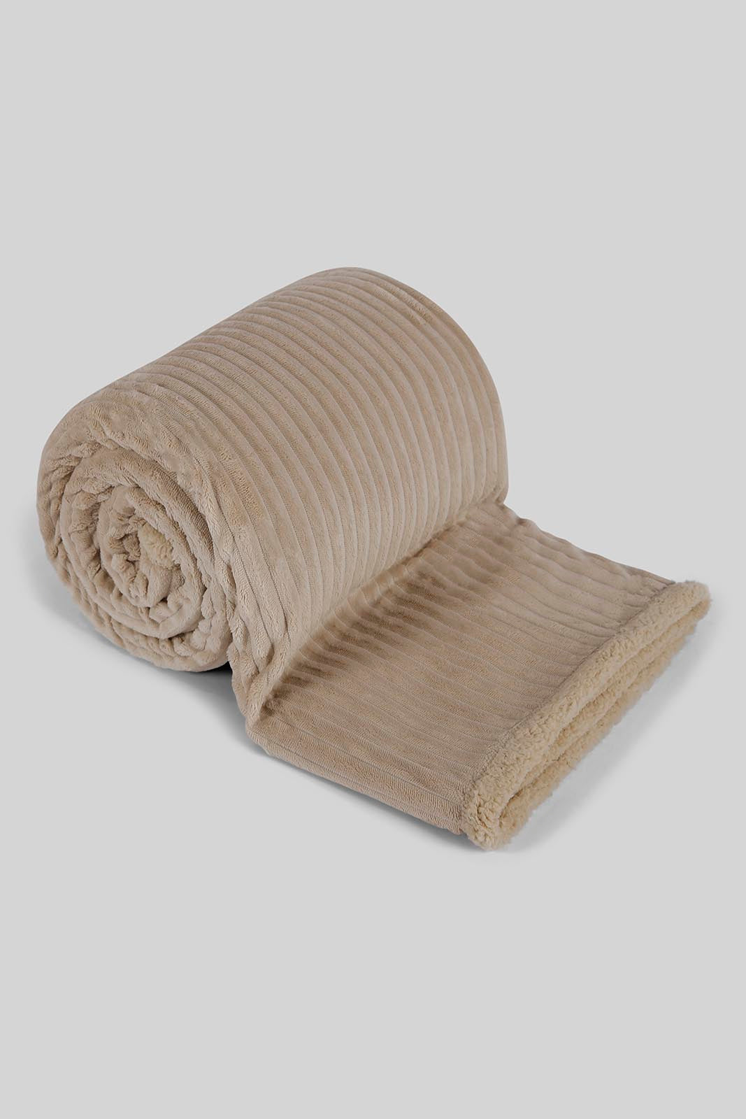 Redtag-Beige-Reversible-Fur-Blanket-(Double-Size)-Category:Blankets,-Colour:Beige,-Deals:New-In,-Dept:Home,-Filter:Home-Bedroom,-HMW-BED-Blankets,-New-In-HMW-BED,-Non-Sale,-Section:Homewares,-W22A-Home-Bedroom-