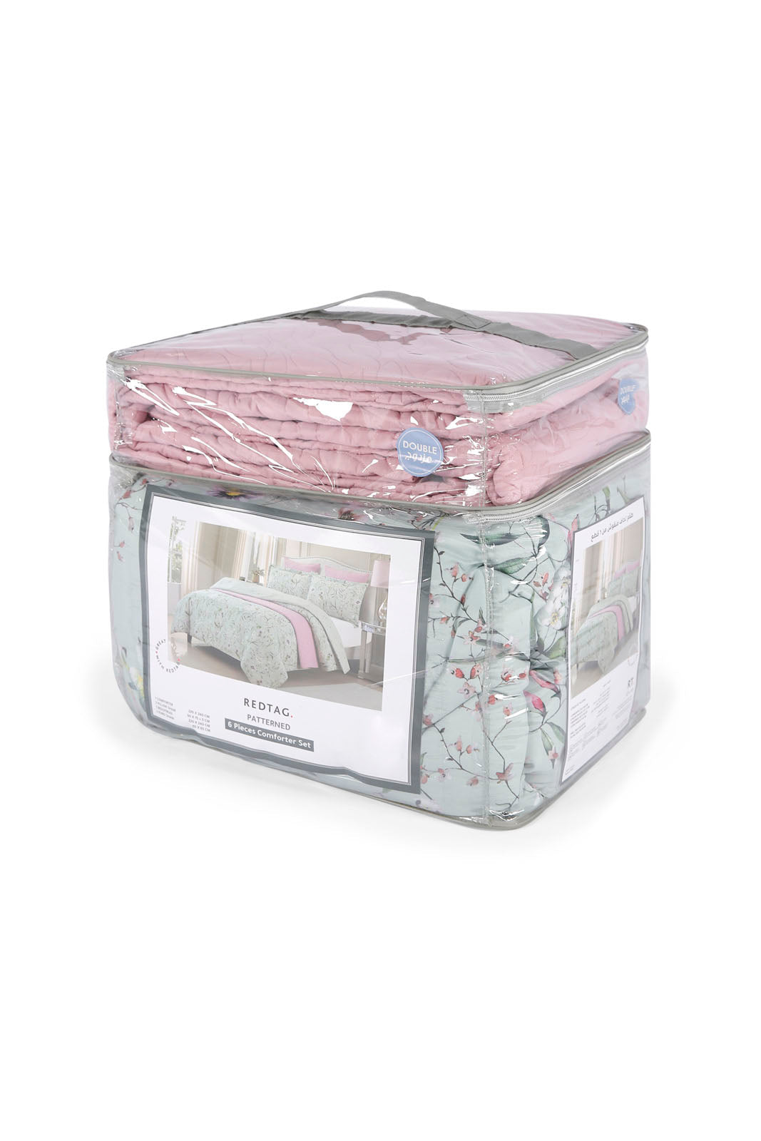 Redtag-Green-Floral-6-Pc-Printed-Comforter-And-Coverlet-Set-(Double-Size)-Category:Comforters,-Colour:Green,-Deals:New-In,-Dept:Home,-Filter:Home-Bedroom,-HMW-BED-Comforters,-New-In-HMW-BED,-Non-Sale,-Section:Homewares,-W22B-Home-Bedroom-