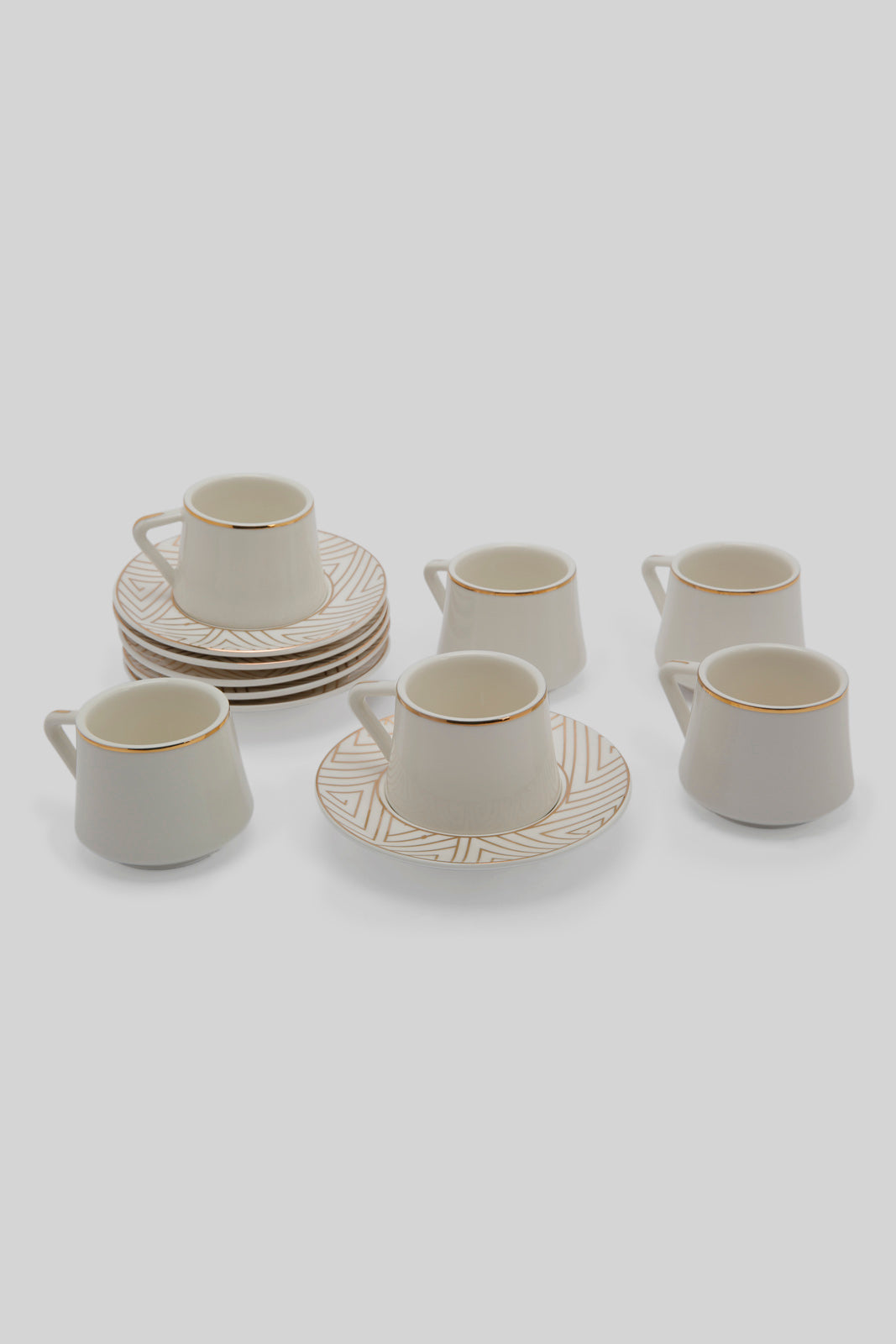 Redtag-Gold-Geometry-Espresso-Set-(12-Piece)-Category:Cups-&-Mugs,-Colour:Gold,-Deals:New-In,-Filter:Home-Dining,-HMW-DIN-Crockery,-New-In-HMW-DIN,-Non-Sale,-Section:Homewares,-W22B-Home-Dining-