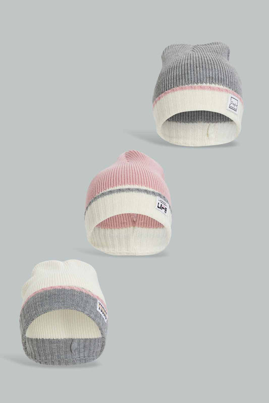 Redtag-Multi-Colour-Set-Of-3-Knitted-Cap-Category:Knitted-Accessories,-Colour:Assorted,-Filter:Women's-Accessories,-New-In,-New-In-Women-ACC,-Non-Sale,-Section:Women,-W22B,-Women-Knitted-Accessories-Women-