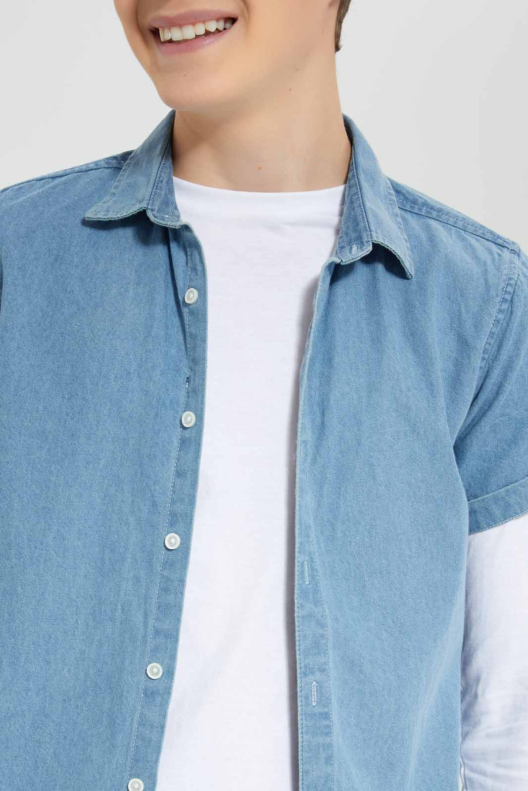 Redtag-Blue-Shirt-With-T-Shirt-Casual-Shirt-BSR-Shirts,-Category:Shirts,-Colour:Blue,-Deals:New-In,-Filter:Senior-Boys-(8-to-14-Yrs),-New-In-BSR-APL,-Non-Sale,-Section:Boys-(0-to-14Yrs),-W22O-Senior-Boys-9 to 14 Years