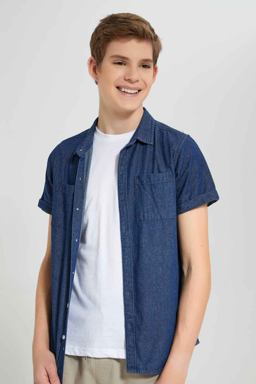 Redtag-Darkwash-Shirt-With-Tee-BSR-Shirts,-Category:Shirts,-Colour:Dark-Wash,-Deals:New-In,-Filter:Senior-Boys-(8-to-14-Yrs),-New-In-BSR-APL,-Non-Sale,-Section:Boys-(0-to-14Yrs),-W22O-Senior-Boys-9 to 14 Years