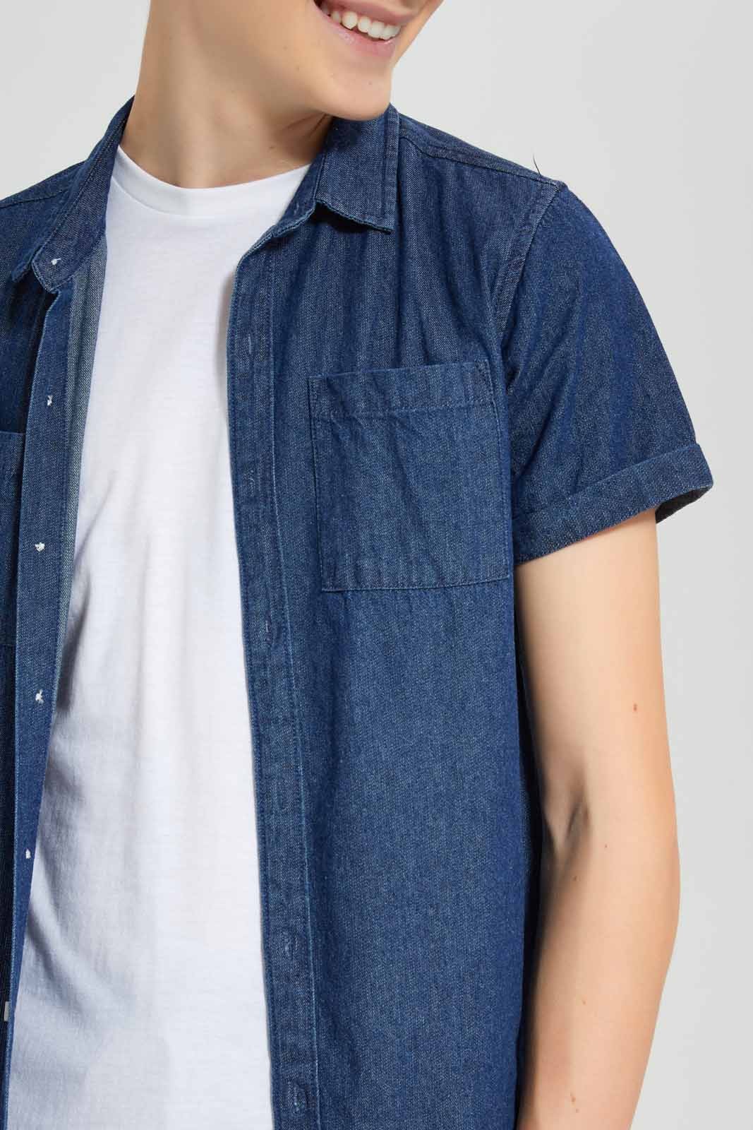Redtag-Darkwash-Shirt-With-Tee-BSR-Shirts,-Category:Shirts,-Colour:Dark-Wash,-Deals:New-In,-Filter:Senior-Boys-(8-to-14-Yrs),-New-In-BSR-APL,-Non-Sale,-Section:Boys-(0-to-14Yrs),-W22O-Senior-Boys-9 to 14 Years