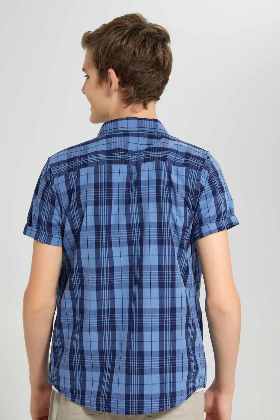 Redtag-Navy-&-Blue-Check-Shirt-With-White-Tee-BSR-Shirts,-Category:Shirts,-Colour:Navy,-Deals:New-In,-Filter:Senior-Boys-(8-to-14-Yrs),-New-In-BSR-APL,-Non-Sale,-Section:Boys-(0-to-14Yrs),-W22O-Senior-Boys-9 to 14 Years