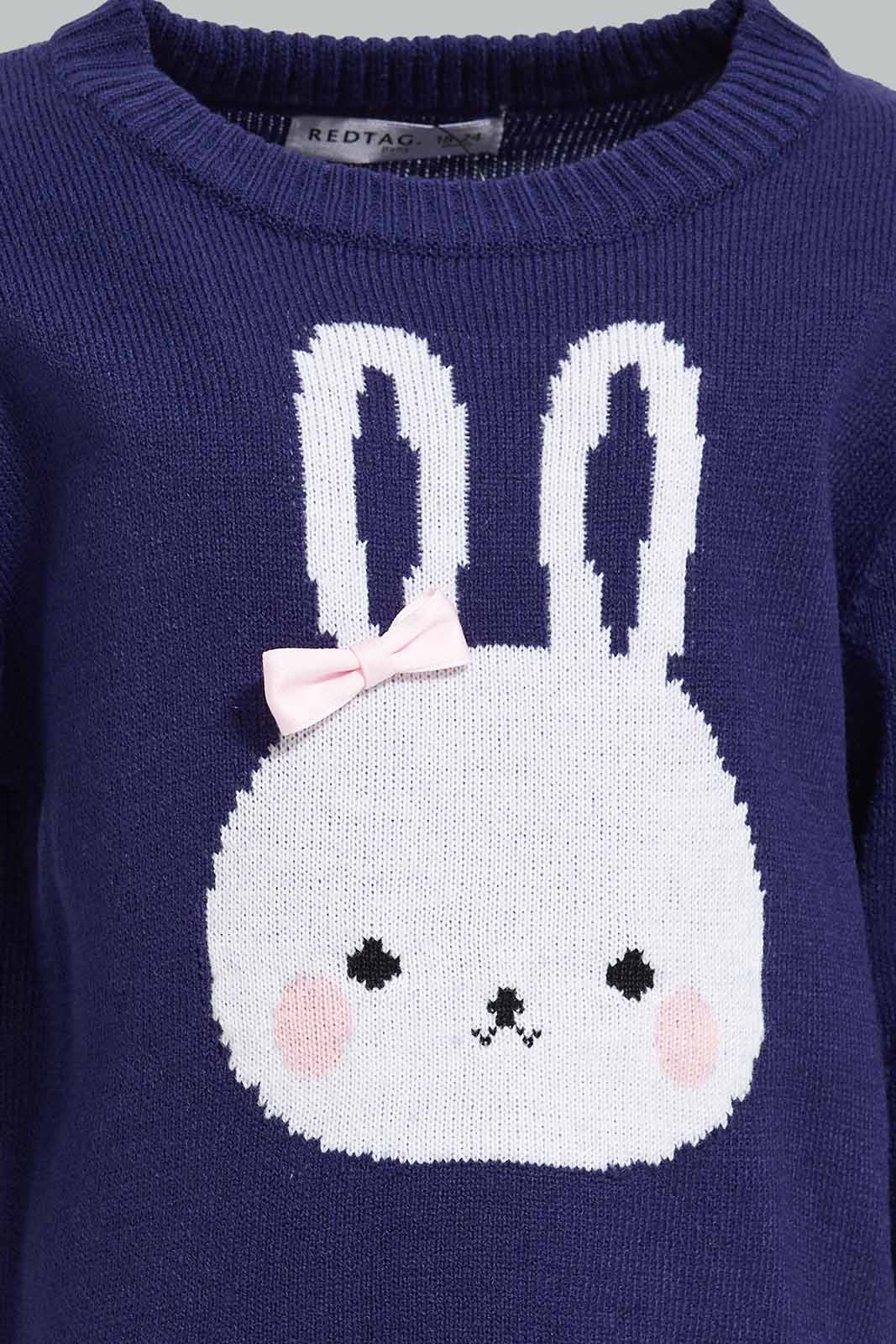 Redtag-Navy-Bunny-Pullover-Category:Pullovers,-Colour:Navy,-Deals:New-In,-Dept:Girls,-Filter:Infant-Girls-(3-to-24-Mths),-ING-Pullovers,-New-In-ING-APL,-Non-Sale,-Section:Girls-(0-to-14Yrs),-TBL,-W22B-Infant-Girls-3 to 24 Months