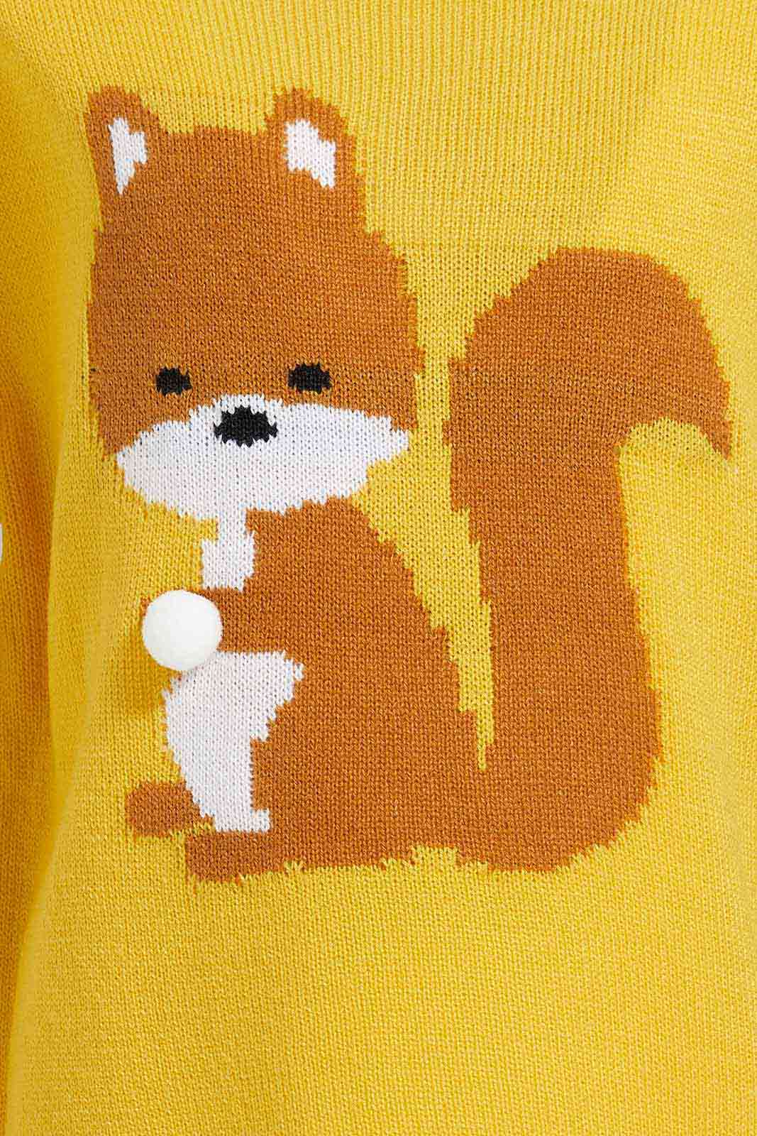 Redtag-Mustard-Squirrel-Pullover-Category:Pullovers,-Colour:Mustard,-Deals:New-In,-Dept:Girls,-Filter:Infant-Girls-(3-to-24-Mths),-ING-Pullovers,-New-In-ING-APL,-Non-Sale,-Section:Girls-(0-to-14Yrs),-TBL,-W22B-Infant-Girls-3 to 24 Months