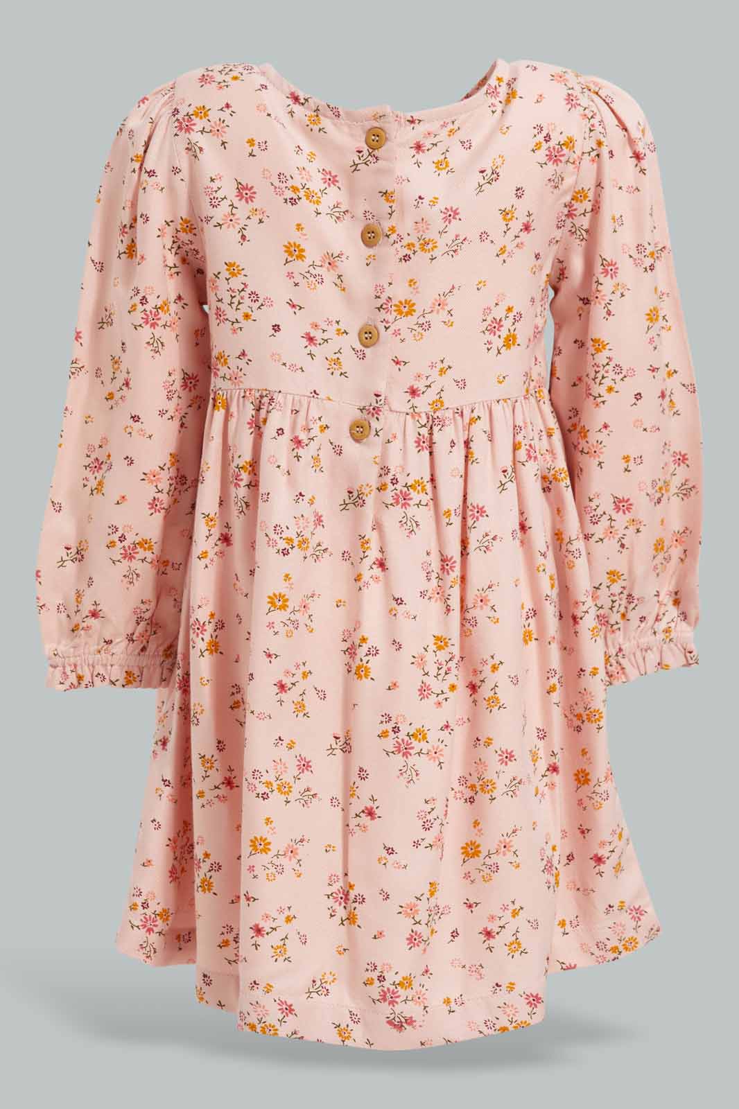 Redtag-Pink-Floral-Aop-Dress-Category:Dresses,-Colour:Apricot,-Deals:New-In,-Filter:Infant-Girls-(3-to-24-Mths),-ING-Dresses,-New-In-ING-APL,-Non-Sale,-Section:Girls-(0-to-14Yrs),-W22A-Infant-Girls-3 to 24 Months