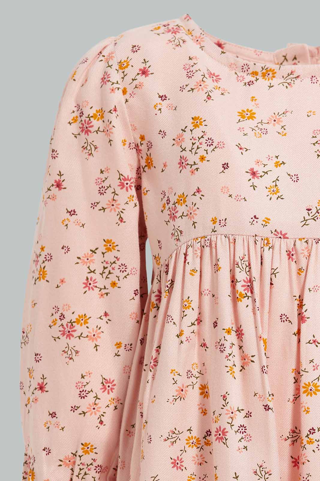 Redtag-Pink-Floral-Aop-Dress-Category:Dresses,-Colour:Apricot,-Deals:New-In,-Filter:Infant-Girls-(3-to-24-Mths),-ING-Dresses,-New-In-ING-APL,-Non-Sale,-Section:Girls-(0-to-14Yrs),-W22A-Infant-Girls-3 to 24 Months