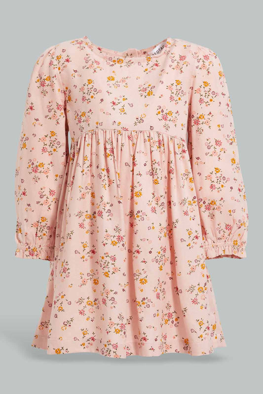 Redtag-Pink-Floral-Aop-Dress-Category:Dresses,-Colour:Apricot,-Deals:New-In,-Filter:Infant-Girls-(3-to-24-Mths),-ING-Dresses,-New-In-ING-APL,-Non-Sale,-Section:Girls-(0-to-14Yrs),-W22A-Infant-Girls-3 to 24 Months