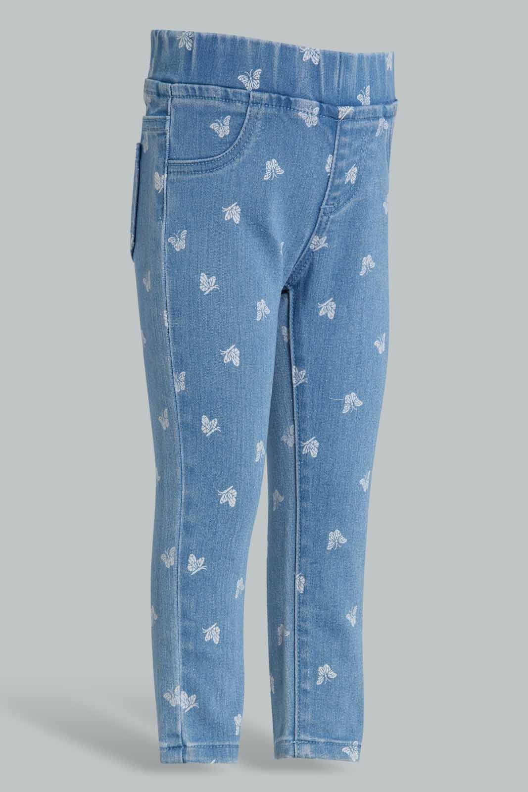 Redtag-Blue-Butterfly-Aop-Jeggings-Category:Jeggings,-Colour:Blue,-Deals:New-In,-Filter:Infant-Girls-(3-to-24-Mths),-ING-Jeggings,-New-In-ING-APL,-Non-Sale,-Section:Girls-(0-to-14Yrs),-W22O-Infant-Girls-3 to 24 Months