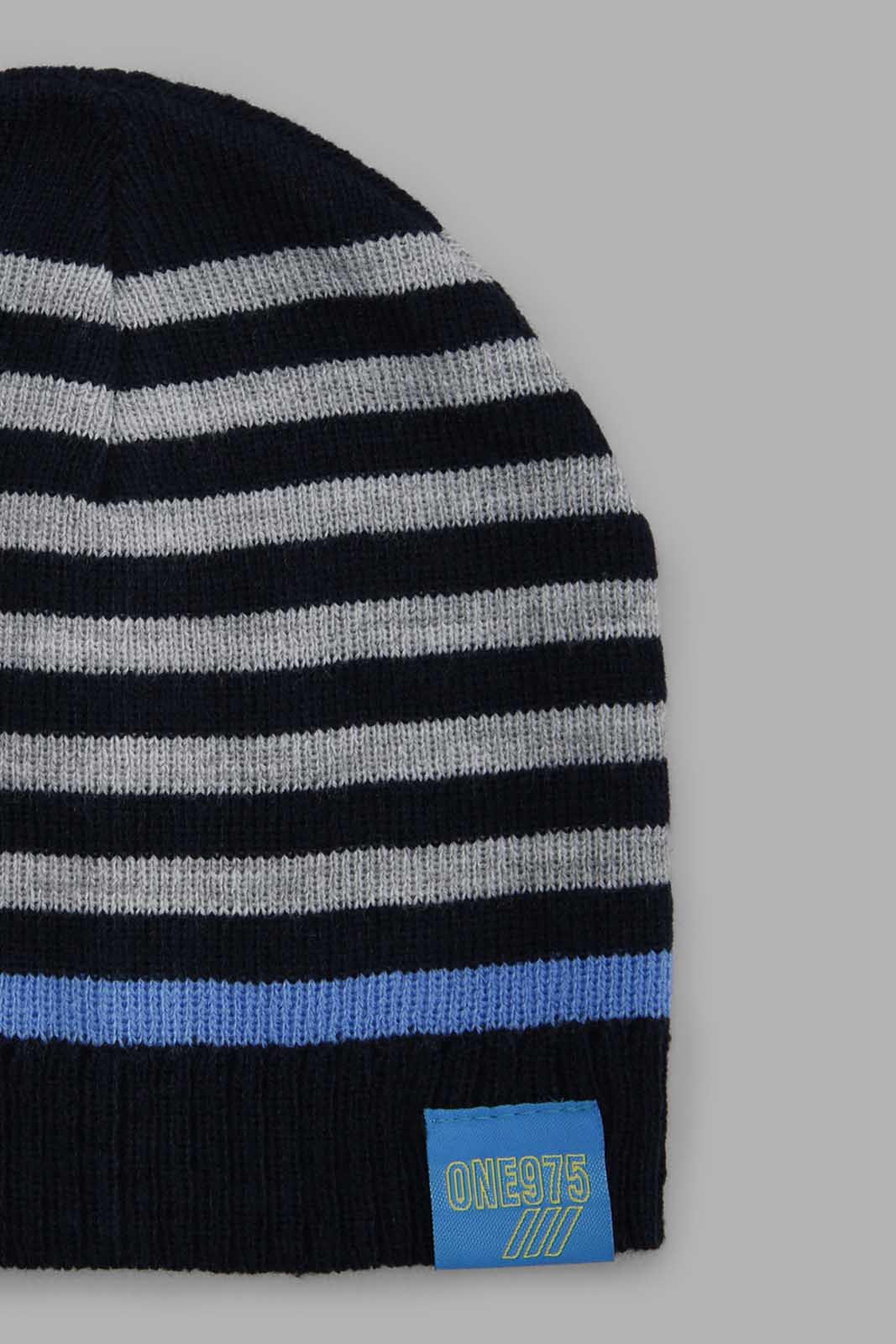 Redtag-Grey-And-White-Knitted-Cap-With-Pom-Pom-BOY-Knitted-Accessories,-Category:Knitted-Accessories,-Colour:Assorted,-Filter:Boys-Accessories,-New-In,-New-In-BOY-ACC,-Non-Sale,-Section:Boys-(0-to-14Yrs),-W22A-Boys-