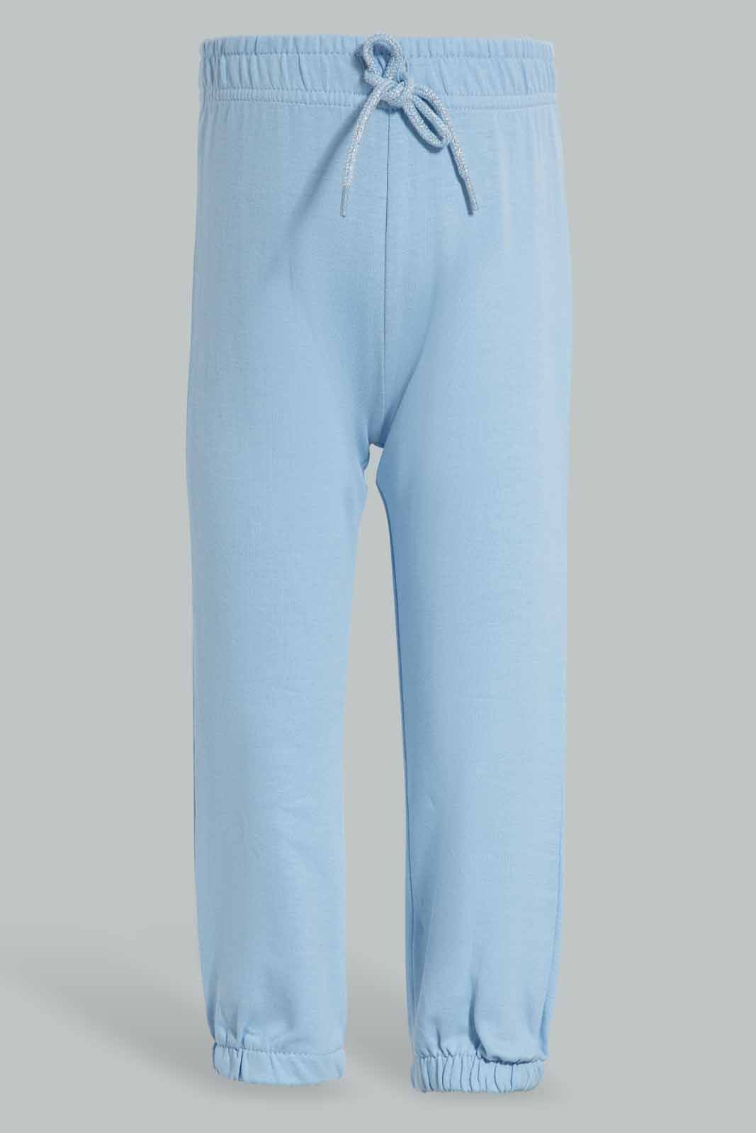Redtag-Blue-And-White-2PK-Solid-Track-Pants-Category:Joggers,-Colour:Assorted,-Deals:New-In,-Filter:Infant-Girls-(3-to-24-Mths),-ING-Joggers,-New-In-ING-APL,-Non-Sale,-Section:Girls-(0-to-14Yrs),-W22O-Infant-Girls-3 to 24 Months