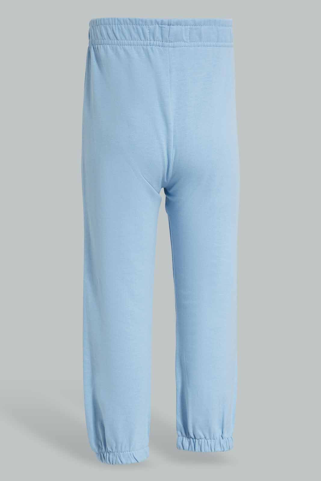 Redtag-Blue-And-White-2PK-Solid-Track-Pants-Category:Joggers,-Colour:Assorted,-Deals:New-In,-Filter:Infant-Girls-(3-to-24-Mths),-ING-Joggers,-New-In-ING-APL,-Non-Sale,-Section:Girls-(0-to-14Yrs),-W22O-Infant-Girls-3 to 24 Months