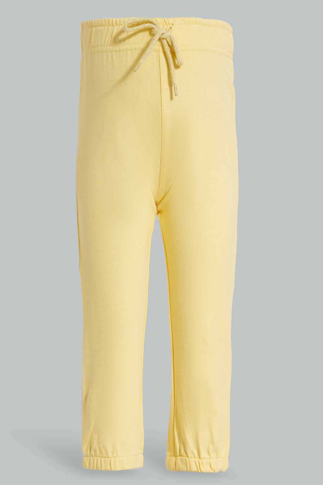 Redtag-Yellow-And-Pink-2PK-Solid-Track-Pants-Category:Joggers,-Colour:Assorted,-Deals:New-In,-Filter:Infant-Girls-(3-to-24-Mths),-ING-Joggers,-New-In-ING-APL,-Non-Sale,-Section:Girls-(0-to-14Yrs),-W22O-Infant-Girls-3 to 24 Months