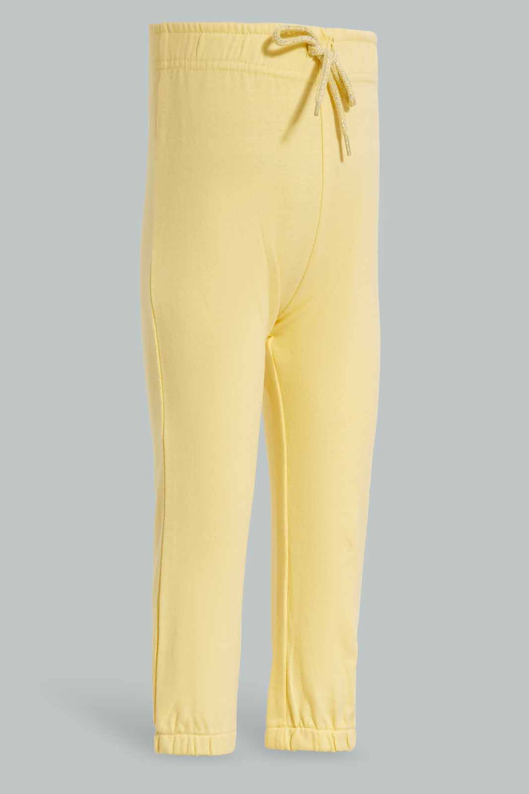 Redtag-Yellow-And-Pink-2PK-Solid-Track-Pants-Category:Joggers,-Colour:Assorted,-Deals:New-In,-Filter:Infant-Girls-(3-to-24-Mths),-ING-Joggers,-New-In-ING-APL,-Non-Sale,-Section:Girls-(0-to-14Yrs),-W22O-Infant-Girls-3 to 24 Months