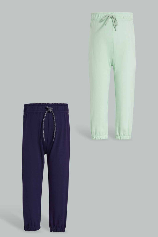 Redtag-Mint-And-Navy-2PK-Solid-Track-Pants-Category:Joggers,-Colour:Assorted,-Deals:New-In,-Filter:Infant-Girls-(3-to-24-Mths),-ING-Joggers,-New-In-ING-APL,-Non-Sale,-Section:Girls-(0-to-14Yrs),-W22O-Infant-Girls-3 to 24 Months