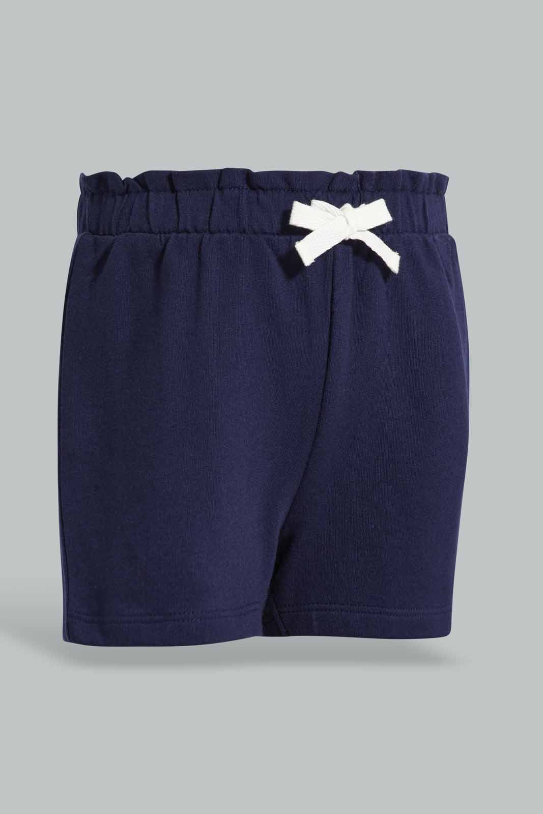 Redtag-White-And-Navy-2PK-Solid-Shorts-Category:Shorts,-Colour:Assorted,-Deals:New-In,-Filter:Infant-Girls-(3-to-24-Mths),-ING-Shorts,-New-In-ING-APL,-Non-Sale,-Section:Girls-(0-to-14Yrs),-W22O-Infant-Girls-3 to 24 Months