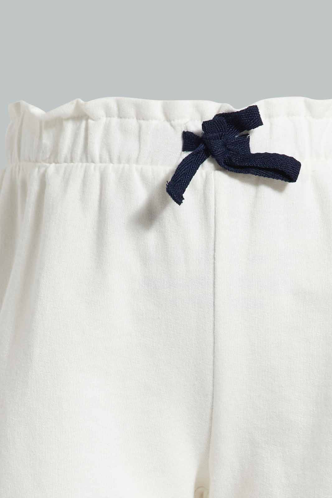Redtag-White-And-Navy-2PK-Solid-Shorts-Category:Shorts,-Colour:Assorted,-Deals:New-In,-Filter:Infant-Girls-(3-to-24-Mths),-ING-Shorts,-New-In-ING-APL,-Non-Sale,-Section:Girls-(0-to-14Yrs),-W22O-Infant-Girls-3 to 24 Months