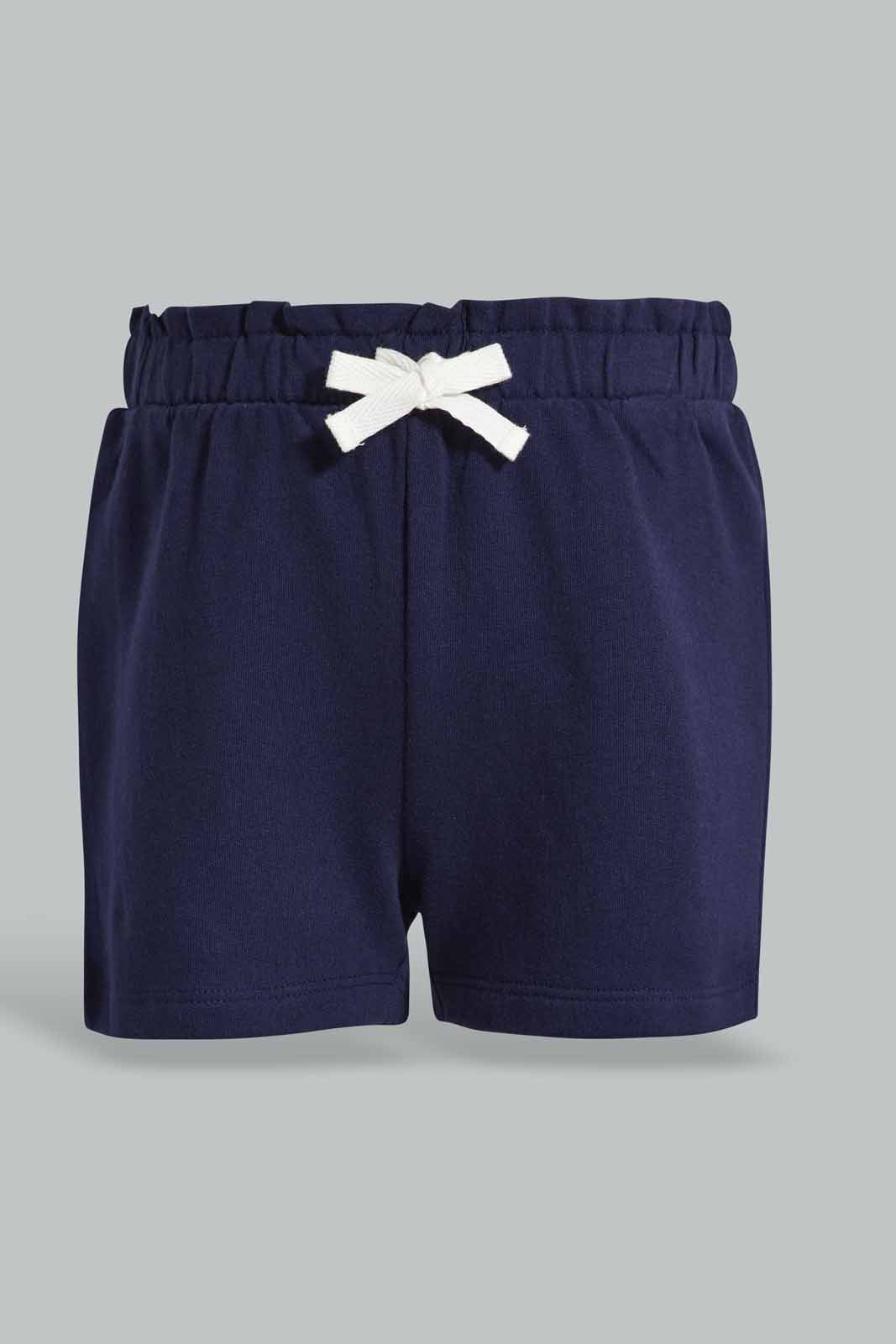 Redtag-White-And-Navy-2PK-Solid-Shorts-Category:Shorts,-Colour:Assorted,-Deals:New-In,-Filter:Infant-Girls-(3-to-24-Mths),-ING-Shorts,-New-In-ING-APL,-Non-Sale,-Section:Girls-(0-to-14Yrs),-W22O-Infant-Girls-3 to 24 Months