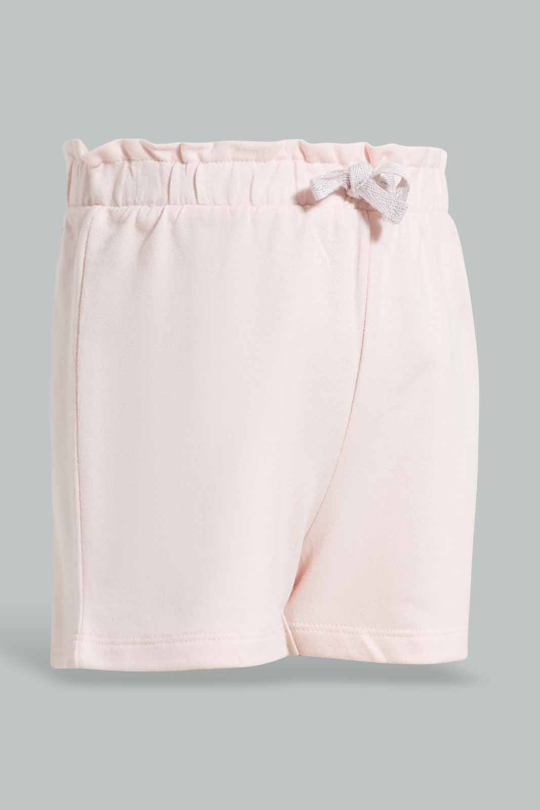 Redtag-Grey-And-Pink-2PK-Solid-Shorts-Category:Shorts,-Colour:Assorted,-Deals:New-In,-Filter:Infant-Girls-(3-to-24-Mths),-ING-Shorts,-New-In-ING-APL,-Non-Sale,-Section:Girls-(0-to-14Yrs),-W22O-Infant-Girls-3 to 24 Months