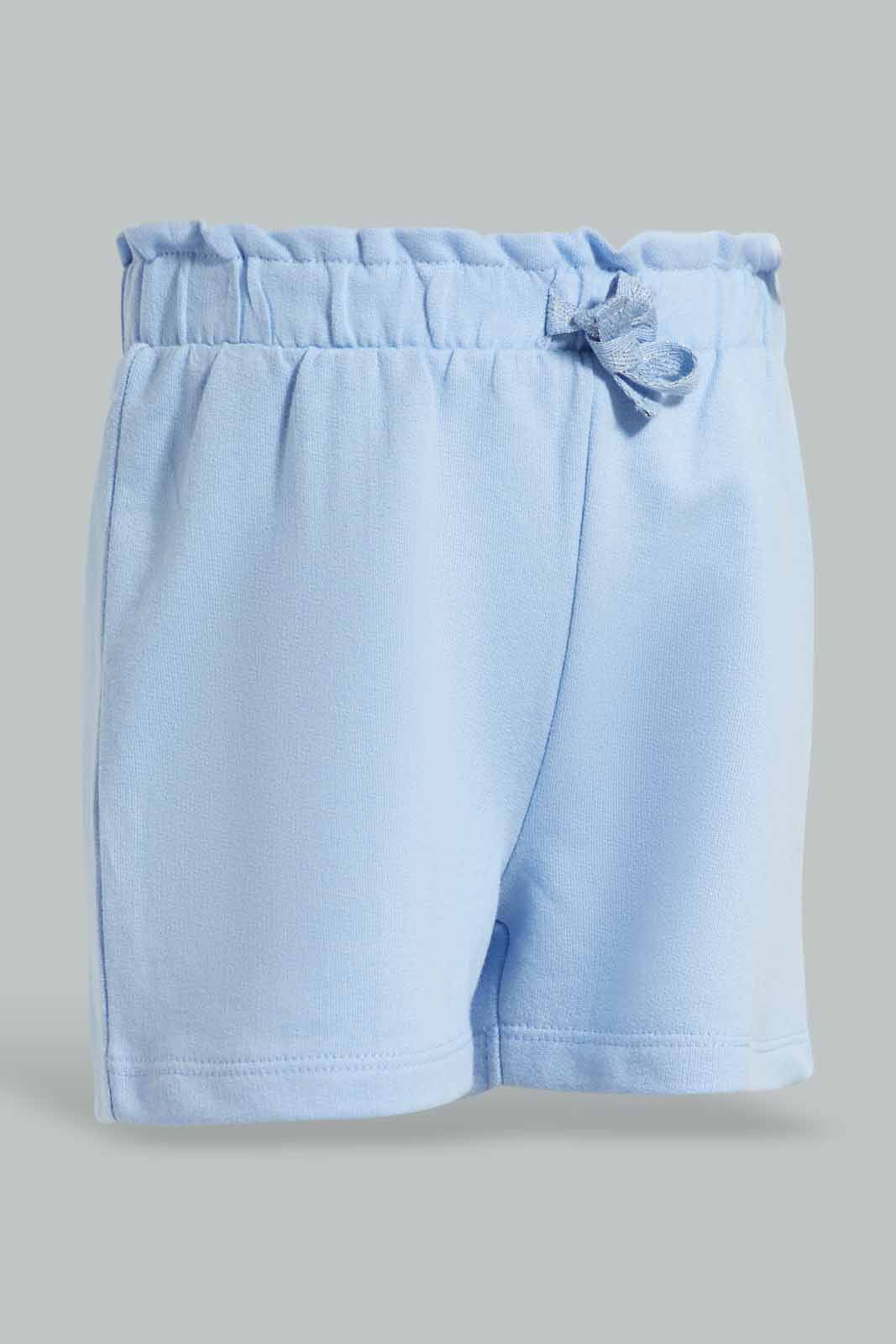Redtag-Blue-And-Yellow-2PK-Solid-Shorts-Category:Shorts,-Colour:Assorted,-Deals:New-In,-Filter:Infant-Girls-(3-to-24-Mths),-ING-Shorts,-New-In-ING-APL,-Non-Sale,-Section:Girls-(0-to-14Yrs),-W22O-Infant-Girls-3 to 24 Months
