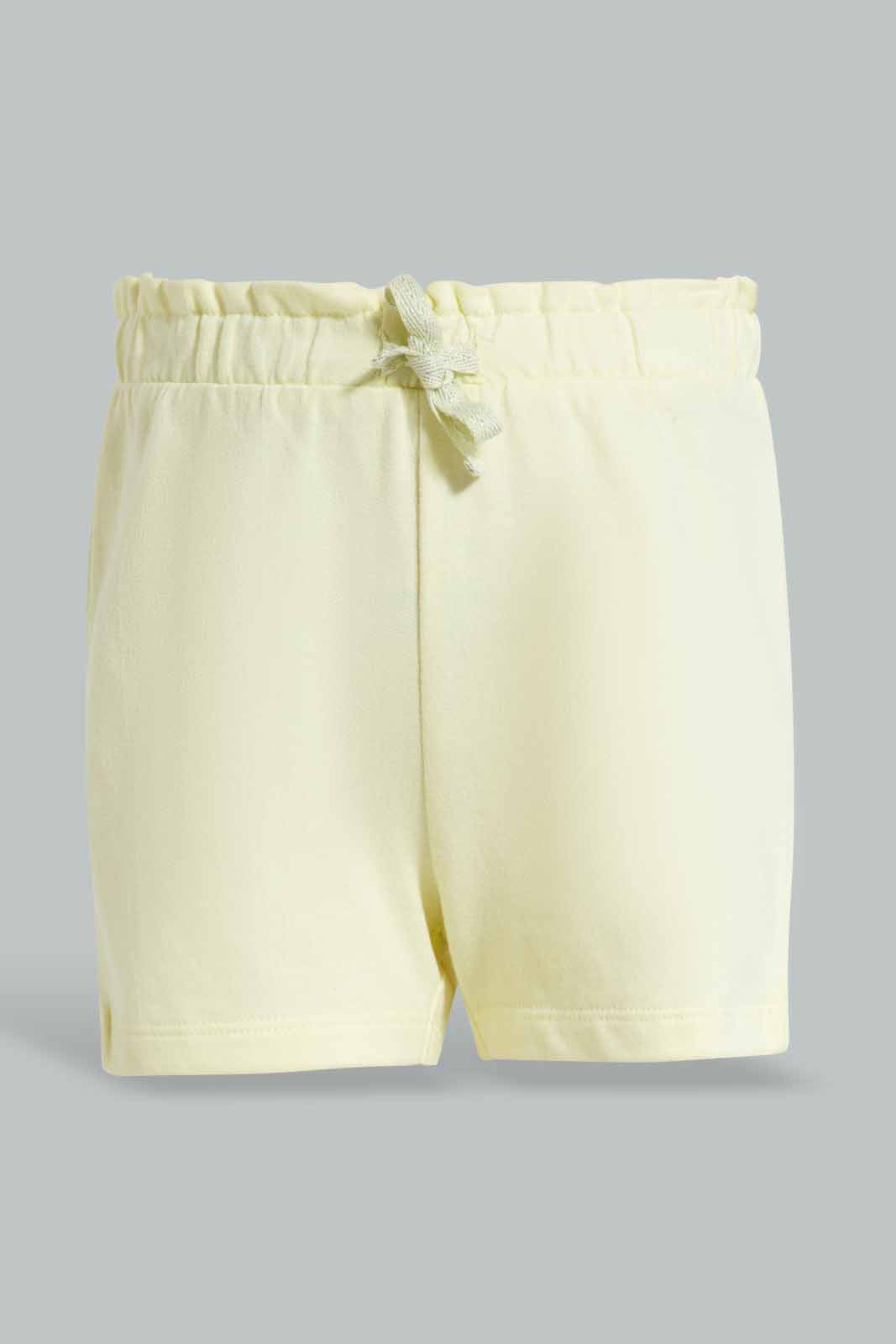 Redtag-Blue-And-Yellow-2PK-Solid-Shorts-Category:Shorts,-Colour:Assorted,-Deals:New-In,-Filter:Infant-Girls-(3-to-24-Mths),-ING-Shorts,-New-In-ING-APL,-Non-Sale,-Section:Girls-(0-to-14Yrs),-W22O-Infant-Girls-3 to 24 Months