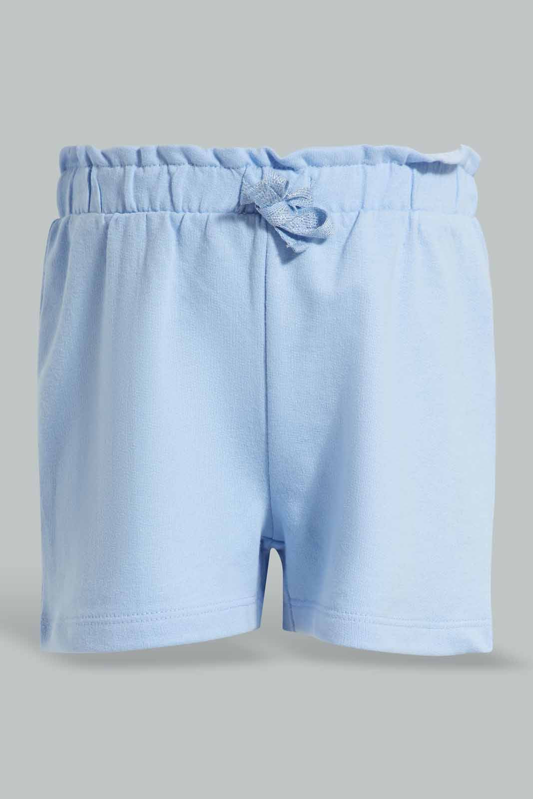 Redtag-Blue-And-Yellow-2PK-Solid-Shorts-Category:Shorts,-Colour:Assorted,-Deals:New-In,-Filter:Infant-Girls-(3-to-24-Mths),-ING-Shorts,-New-In-ING-APL,-Non-Sale,-Section:Girls-(0-to-14Yrs),-W22O-Infant-Girls-3 to 24 Months