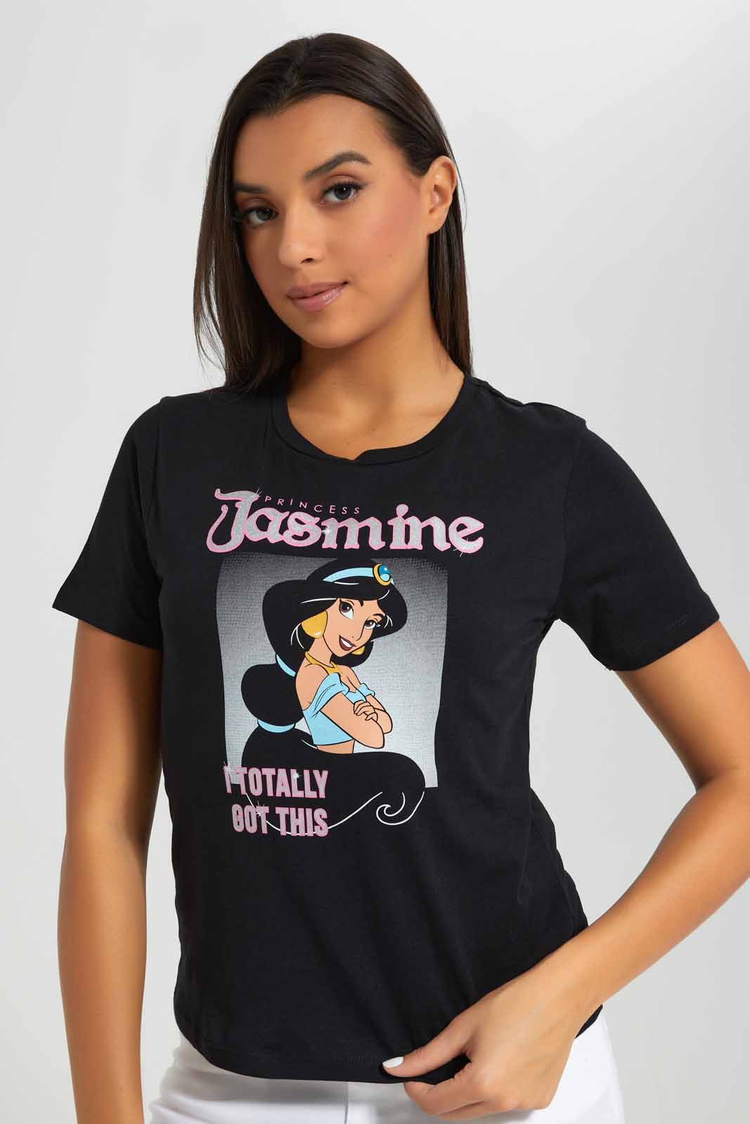 Redtag-Black-Jasmine-Printed-T-Shirt-Category:T-Shirts,-Colour:Black,-Deals:New-In,-Filter:Women's-Clothing,-New-In-Women-APL,-Non-Sale,-Section:Women,-TBL,-W22A,-Women-T-Shirts-Women's-