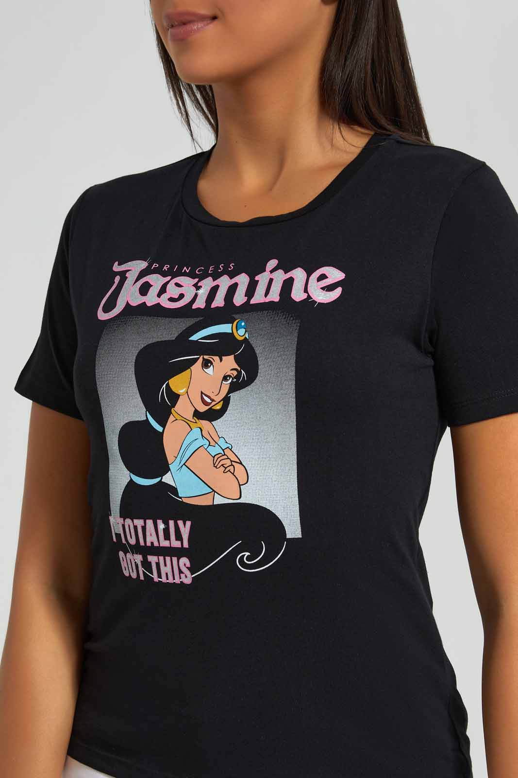 Redtag-Black-Jasmine-Printed-T-Shirt-Category:T-Shirts,-Colour:Black,-Deals:New-In,-Filter:Women's-Clothing,-New-In-Women-APL,-Non-Sale,-Section:Women,-TBL,-W22A,-Women-T-Shirts-Women's-