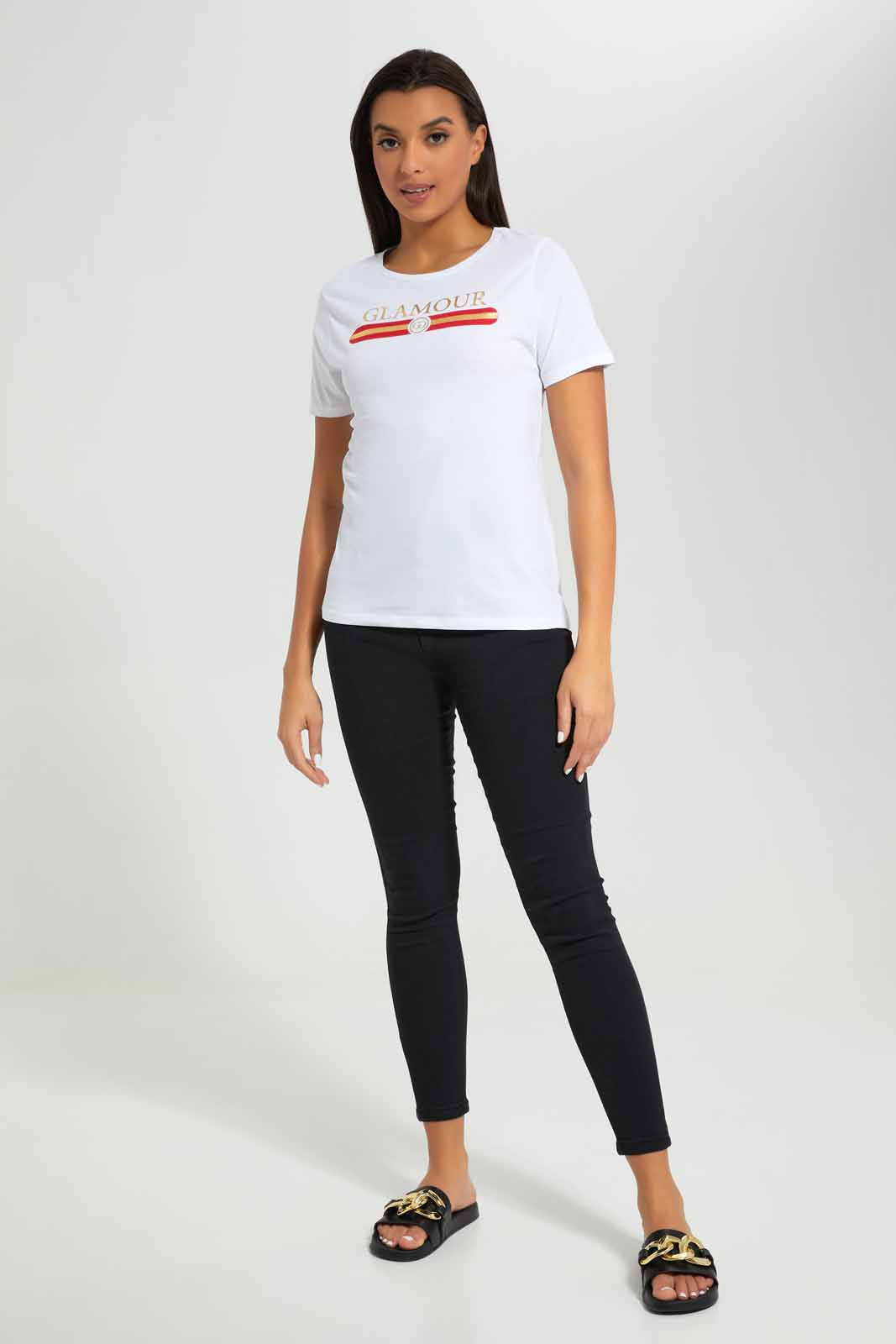 Redtag-White-1990's-Printed-T-Shirt-Category:T-Shirts,-Colour:White,-Deals:New-In,-Filter:Women's-Clothing,-New-In-Women-APL,-Non-Sale,-Section:Women,-TBL,-W22A,-Women-T-Shirts-Women's-