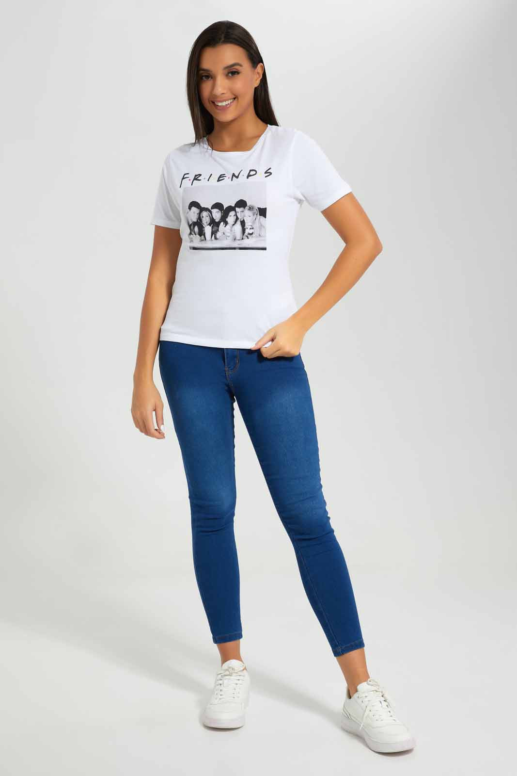 Redtag-White-Friends-Printed-T-Shirt-Category:T-Shirts,-Colour:White,-Deals:New-In,-Filter:Women's-Clothing,-New-In-Women-APL,-Non-Sale,-Section:Women,-TBL,-W22A,-Women-T-Shirts-Women's-