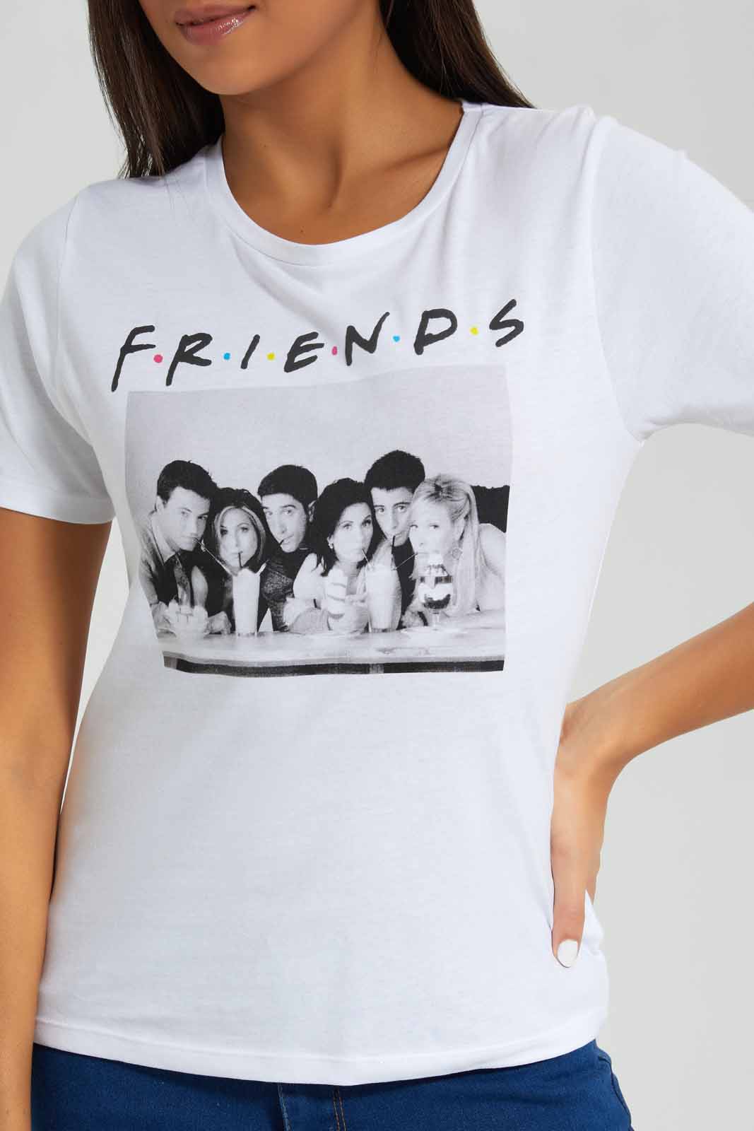 Redtag-White-Friends-Printed-T-Shirt-Category:T-Shirts,-Colour:White,-Deals:New-In,-Filter:Women's-Clothing,-New-In-Women-APL,-Non-Sale,-Section:Women,-TBL,-W22A,-Women-T-Shirts-Women's-